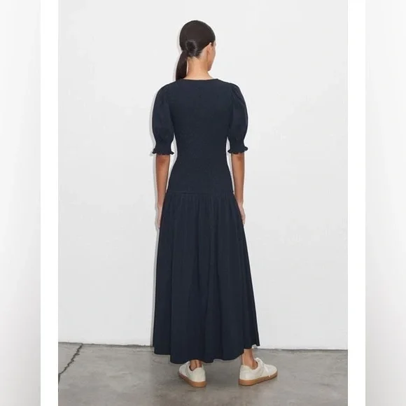 ME+EM Navy Midi Dress with Puff Sleeves - Picture 14 of 15